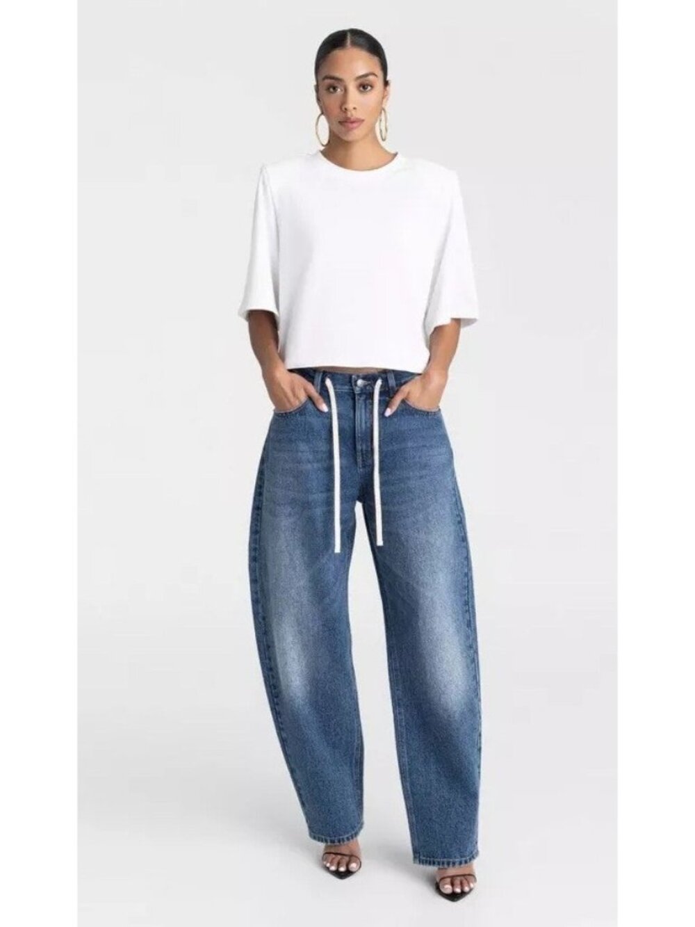 KBB by Kahlana The Lynnox Jean Mid Rise Barrel Leg Dark Wash Jeans -- Women's 2 - Picture 3 of 6